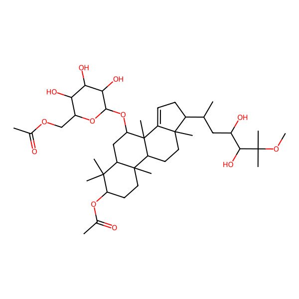 2D Structure of [6-[[3-acetyloxy-17-(4,5-dihydroxy-6-methoxy-6-methylheptan-2-yl)-4,4,8,10,13-pentamethyl-2,3,5,6,7,9,11,12,16,17-decahydro-1H-cyclopenta[a]phenanthren-7-yl]oxy]-3,4,5-trihydroxyoxan-2-yl]methyl acetate