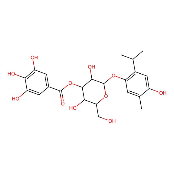 2D Structure of [3,5-Dihydroxy-2-(hydroxymethyl)-6-(4-hydroxy-5-methyl-2-propan-2-ylphenoxy)oxan-4-yl] 3,4,5-trihydroxybenzoate