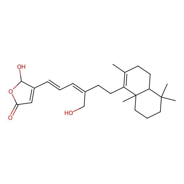 2D Structure of (2R)-3-[(1Z,3E)-6-[(4aS,8aS)-2,5,5,8a-tetramethyl-3,4,4a,6,7,8-hexahydronaphthalen-1-yl]-4-(hydroxymethyl)hexa-1,3-dienyl]-2-hydroxy-2H-furan-5-one