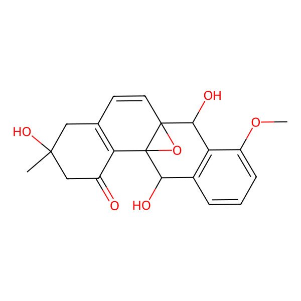 2D Structure of (1S,5R,10R,11S,18S)-5,11,18-trihydroxy-13-methoxy-5-methyl-19-oxapentacyclo[8.8.1.01,10.02,7.012,17]nonadeca-2(7),8,12(17),13,15-pentaen-3-one