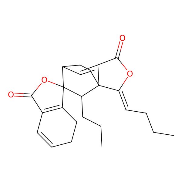 2D Structure of (1S,2Z,7R,8R,9R)-2-butylidene-9-propylspiro[3-oxatricyclo[5.2.2.01,5]undec-5-ene-8,3'-4,5-dihydro-2-benzofuran]-1',4-dione