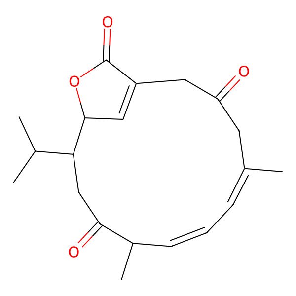 2D Structure of (9S,12R,13S)-5,9-dimethyl-12-propan-2-yl-14-oxabicyclo[11.2.1]hexadeca-1(16),5,7-triene-3,10,15-trione