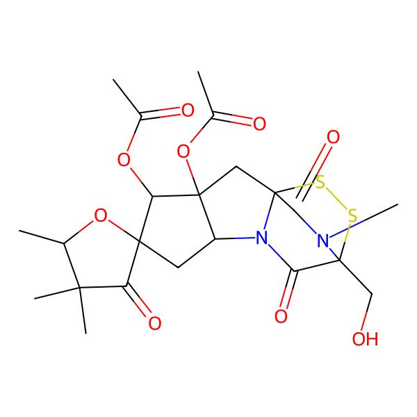2D Structure of [(1R,3S,4S,5R,5'R,7R,10R)-3-Acetyloxy-10-(hydroxymethyl)-4',4',5',14-tetramethyl-3',9,13-trioxospiro[11,12-dithia-8,14-diazatetracyclo[8.2.2.01,8.03,7]tetradecane-5,2'-oxolane]-4-yl] acetate