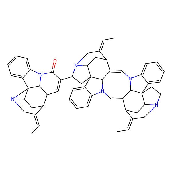 2D Structure of 10-[28,38-Di(ethylidene)-8,14,24,30-tetrazaundecacyclo[25.5.2.211,14.11,26.110,17.02,7.013,17.018,23.030,33.08,35.024,36]octatriaconta-2,4,6,9,18,20,22,25-octaen-15-yl]-14-ethylidene-8,16-diazahexacyclo[11.5.2.11,8.02,7.016,19.012,21]henicosa-2,4,6,10-tetraen-9-one
