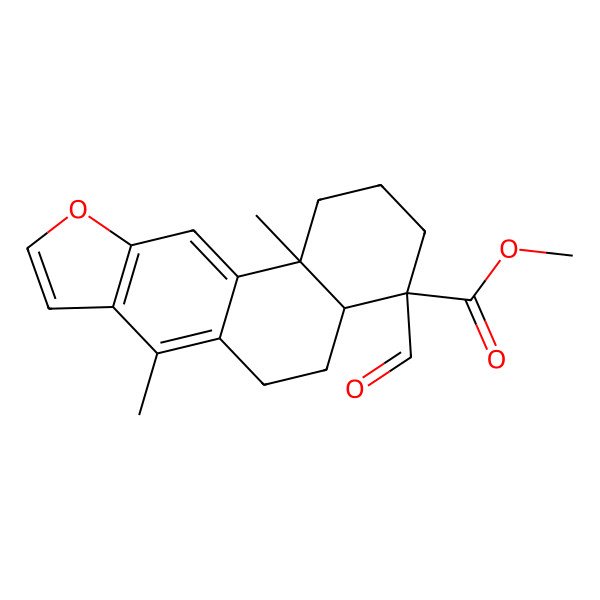 2D Structure of methyl (4R,4aR,11bS)-4-formyl-7,11b-dimethyl-1,2,3,4a,5,6-hexahydronaphtho[2,1-f][1]benzofuran-4-carboxylate