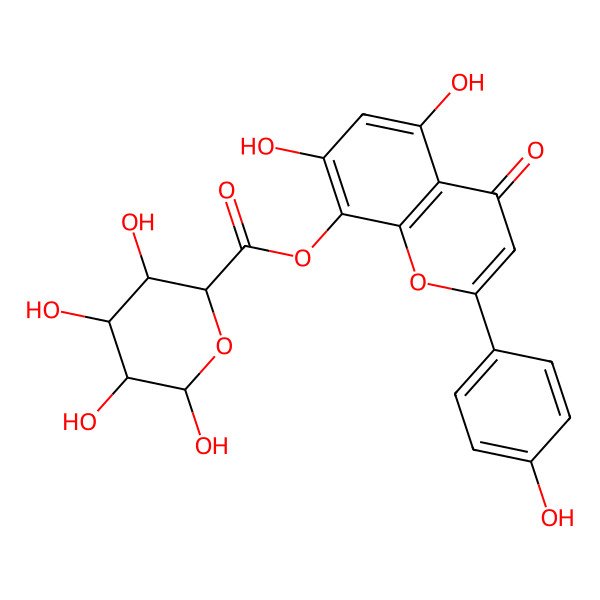 2D Structure of [5,7-dihydroxy-2-(4-hydroxyphenyl)-4-oxochromen-8-yl] (2S,3S,4S,5R,6S)-3,4,5,6-tetrahydroxyoxane-2-carboxylate