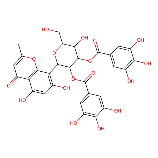 2D Structure of [2-(5,7-Dihydroxy-2-methyl-4-oxochromen-8-yl)-5-hydroxy-6-(hydroxymethyl)-3-(3,4,5-trihydroxybenzoyl)oxyoxan-4-yl] 3,4,5-trihydroxybenzoate