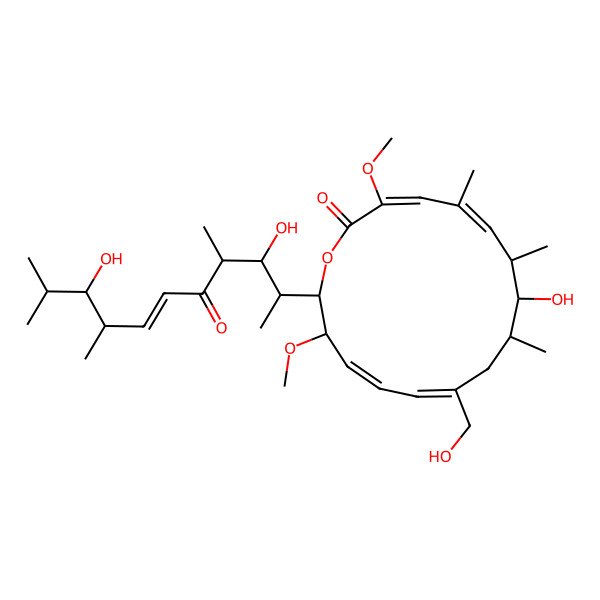 2D Structure of 16-(3,9-Dihydroxy-4,8,10-trimethyl-5-oxoundec-6-en-2-yl)-8-hydroxy-11-(hydroxymethyl)-3,15-dimethoxy-5,7,9-trimethyl-1-oxacyclohexadeca-3,5,11,13-tetraen-2-one