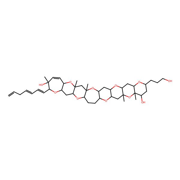 2D Structure of 11-Hepta-1,3,6-trienyl-29-(3-hydroxypropyl)-3,5,10,24,26-pentamethyl-2,6,12,16,21,25,30,34-octaoxaoctacyclo[18.16.0.03,17.05,15.07,13.022,35.024,33.026,31]hexatriacont-8-ene-10,27-diol