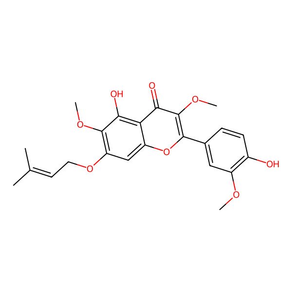 2D Structure of 5,4'-Dihydroxy-3,6,3'-trimethoxy-7-prenyloxyflavone
