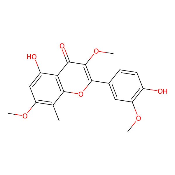 2D Structure of 5,4'-Dihydroxy-3,7,3'-trimethoxy-8-methylflavone