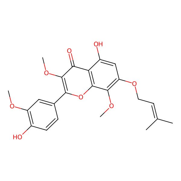 2D Structure of 5,4'-Dihydroxy-3,8,3'-trimethoxy-7-prenyloxyflavone