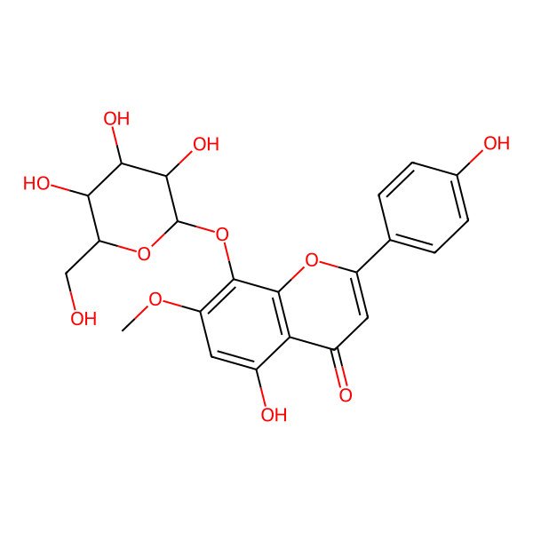 2D Structure of 5,4'-Dihydroxy-7-methoxy-8-beta-D-glucopyranosyloxyflavone 2D Structure of 5,4'-Dihydroxy-7-methoxy-8-beta-D-glucopyranosyloxyflavone