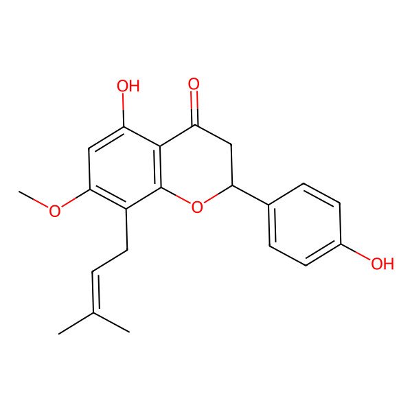 2D Structure of 5,4'-Dihydroxy-7-methoxy-8-prenylflavanone