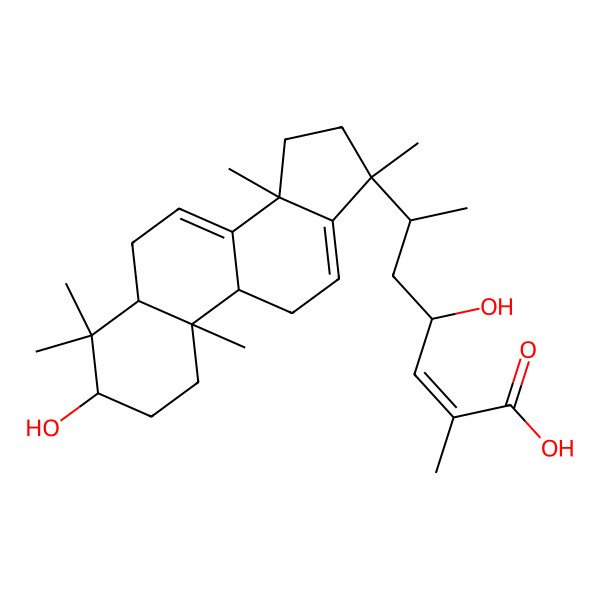 2D Structure of 4-hydroxy-6-(3-hydroxy-4,4,10,14,17-pentamethyl-2,3,5,6,9,11,15,16-octahydro-1H-cyclopenta[a]phenanthren-17-yl)-2-methylhept-2-enoic acid