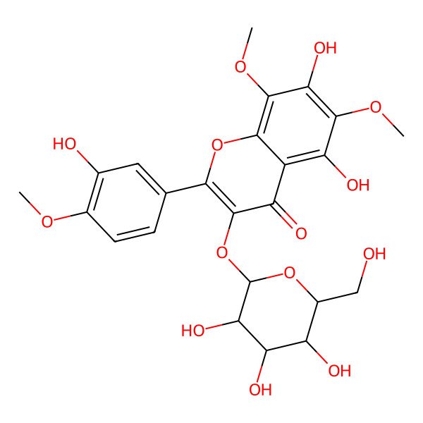 2D Structure of 5,7-dihydroxy-2-(3-hydroxy-4-methoxyphenyl)-6,8-dimethoxy-3-[(2S,3R,4R,5S,6R)-3,4,5-trihydroxy-6-(hydroxymethyl)oxan-2-yl]oxychromen-4-one