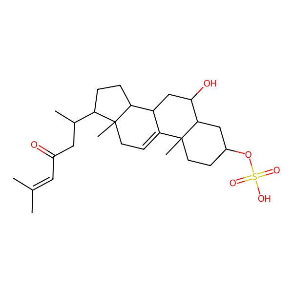 2D Structure of [(3S,5S,6S,8S,10S,13R,14S,17R)-6-hydroxy-10,13-dimethyl-17-[(2R)-6-methyl-4-oxohept-5-en-2-yl]-2,3,4,5,6,7,8,12,14,15,16,17-dodecahydro-1H-cyclopenta[a]phenanthren-3-yl] hydrogen sulfate