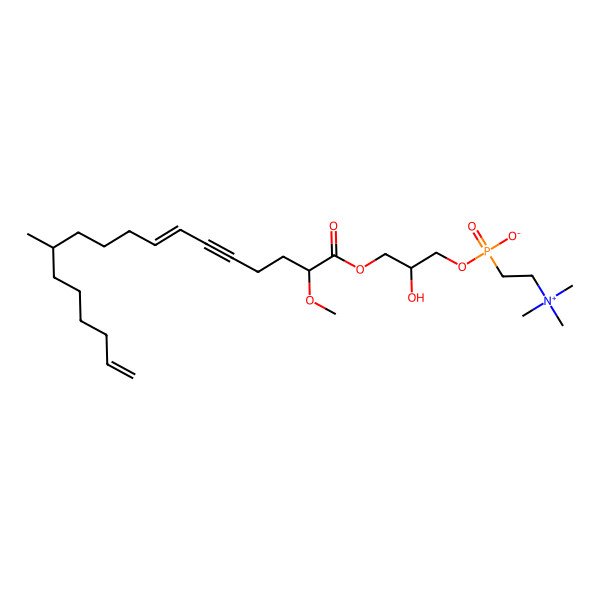 2D Structure of [(2R)-2-hydroxy-3-[(2S,7Z)-2-methoxy-12-methyloctadeca-7,17-dien-5-ynoyl]oxypropoxy]-[2-(trimethylazaniumyl)ethyl]phosphinate
