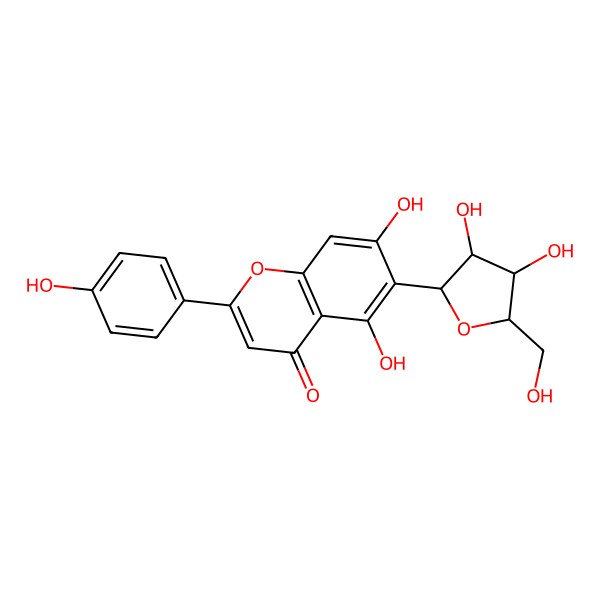 2D Structure of 6-[(2S,3S,4S,5R)-3,4-dihydroxy-5-(hydroxymethyl)oxolan-2-yl]-5,7-dihydroxy-2-(4-hydroxyphenyl)chromen-4-one