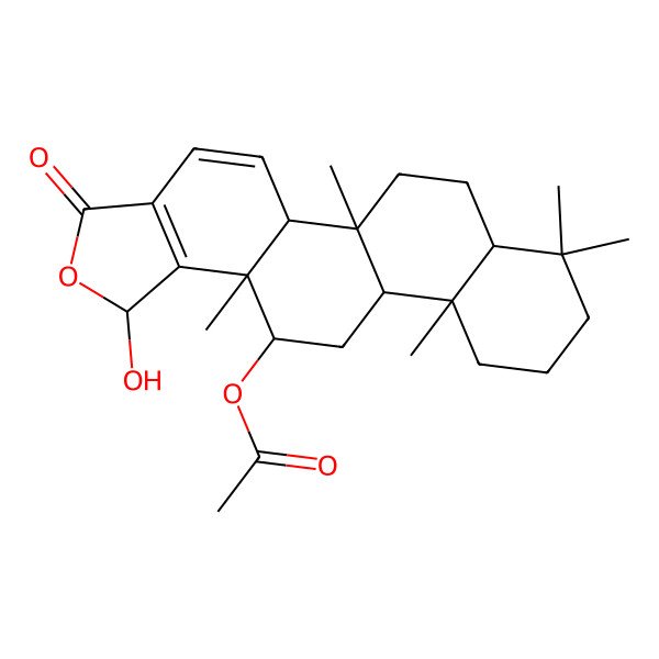 2D Structure of [(1S,5aS,5bR,7aS,11aS,11bR,13S,13aS)-1-hydroxy-5b,8,8,11a,13a-pentamethyl-3-oxo-5a,6,7,7a,9,10,11,11b,12,13-decahydro-1H-phenanthro[2,1-e][2]benzofuran-13-yl] acetate