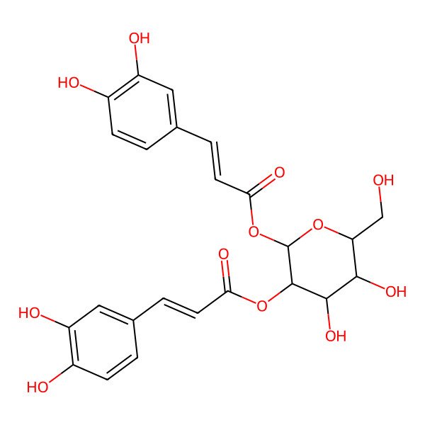 2D Structure of [2-[3-(3,4-Dihydroxyphenyl)prop-2-enoyloxy]-4,5-dihydroxy-6-(hydroxymethyl)oxan-3-yl] 3-(3,4-dihydroxyphenyl)prop-2-enoate