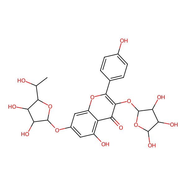 2D Structure of 7-[(2R,3S,4R,5S)-3,4-dihydroxy-5-[(1S)-1-hydroxyethyl]oxolan-2-yl]oxy-5-hydroxy-2-(4-hydroxyphenyl)-3-[(2S,3S,4S,5R)-3,4,5-trihydroxyoxolan-2-yl]oxychromen-4-one