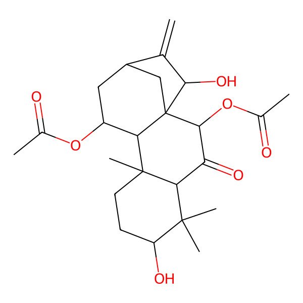2D Structure of [(1S,2R,4S,6S,9S,10S,11S,13S,15R)-2-acetyloxy-6,15-dihydroxy-5,5,9-trimethyl-14-methylidene-3-oxo-11-tetracyclo[11.2.1.01,10.04,9]hexadecanyl] acetate