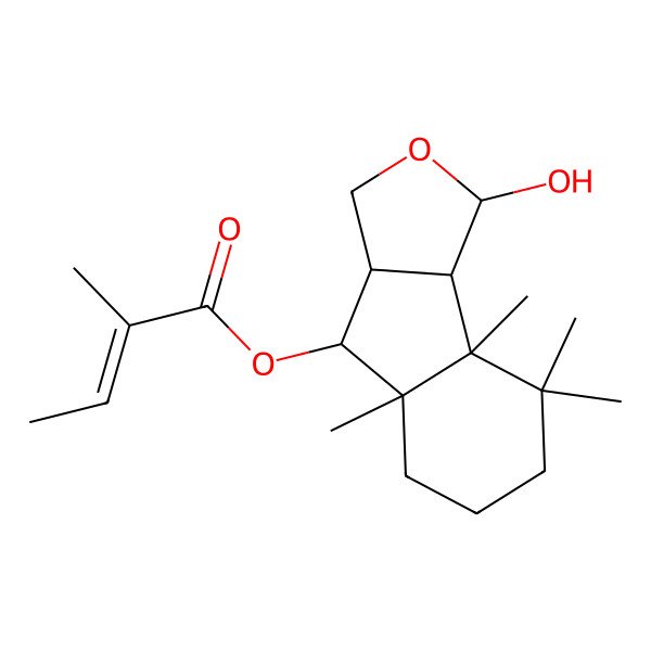 2D Structure of [(1S,3aR,4R,4aS,8aR,8bR)-1-hydroxy-4a,8,8,8a-tetramethyl-1,3,3a,4,5,6,7,8b-octahydroindeno[1,2-c]furan-4-yl] (Z)-2-methylbut-2-enoate