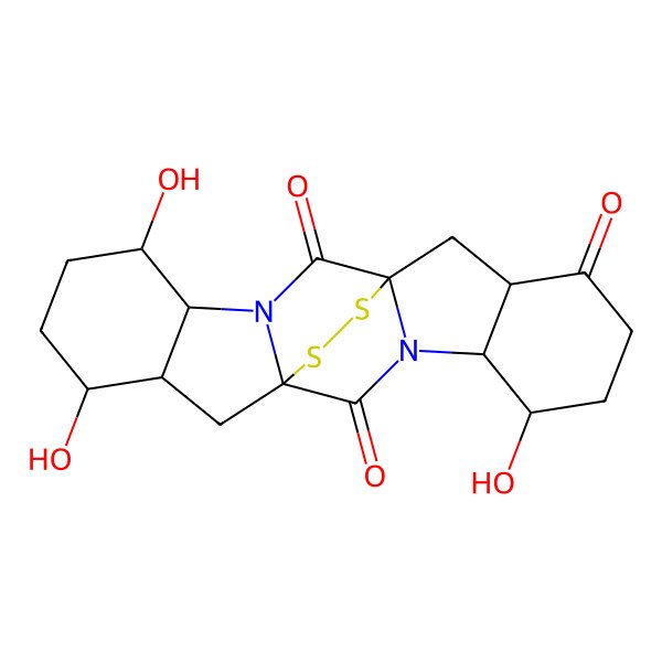 2D Structure of 5,15,18-Trihydroxy-21,22-dithia-3,13-diazahexacyclo[9.9.2.01,13.03,11.04,9.014,19]docosane-2,8,12-trione