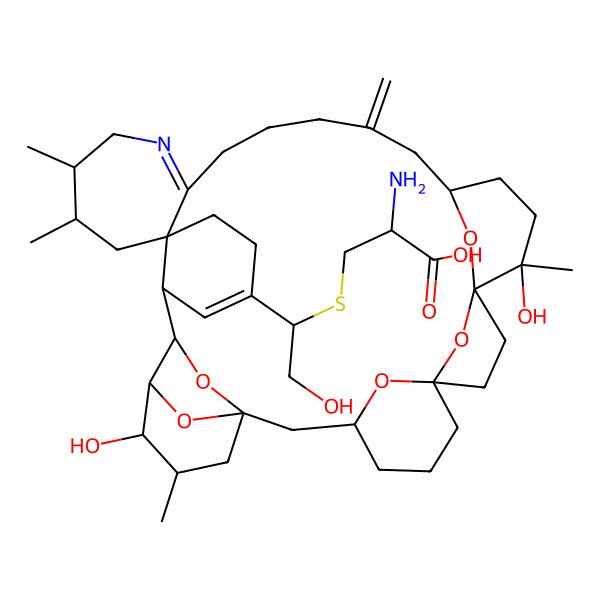 2D Structure of 2-Amino-3-[1-(11,34-dihydroxy-11,23,24,35-tetramethyl-16-methylidene-37,38,39,40,41-pentaoxa-21-azaoctacyclo[30.4.1.11,33.13,7.17,10.110,14.020,26.026,31]hentetraconta-20,29-dien-29-yl)-2-hydroxyethyl]sulfanylpropanoic acid