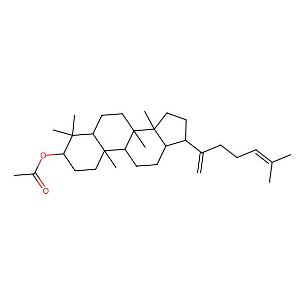 2D Structure of [(3S,5R,8R,9R,10R,13S,14R,17S)-4,4,8,10,14-pentamethyl-17-(6-methylhepta-1,5-dien-2-yl)-2,3,5,6,7,9,11,12,13,15,16,17-dodecahydro-1H-cyclopenta[a]phenanthren-3-yl] acetate