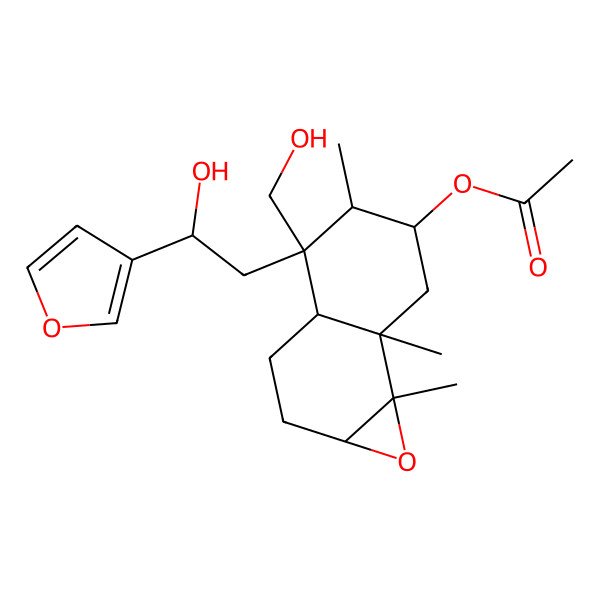 2D Structure of [4-[2-(furan-3-yl)-2-hydroxyethyl]-4-(hydroxymethyl)-5,7a,7b-trimethyl-2,3,3a,5,6,7-hexahydro-1aH-naphtho[1,2-b]oxiren-6-yl] acetate