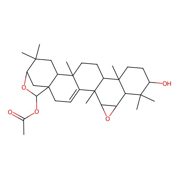 2D Structure of (11-Hydroxy-5,10,10,14,18,21,21-heptamethyl-7,23-dioxaheptacyclo[20.2.1.01,19.04,18.05,15.06,8.09,14]pentacos-3-en-24-yl) acetate