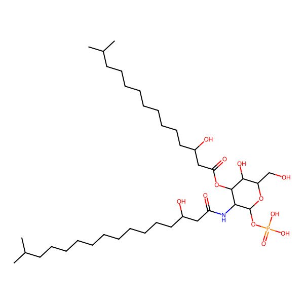 2D Structure of [(2R,3S,4R,5R,6R)-3-hydroxy-2-(hydroxymethyl)-5-[[(3R)-3-hydroxy-15-methylhexadecanoyl]amino]-6-phosphonooxyoxan-4-yl] (3R)-3-hydroxy-13-methyltetradecanoate