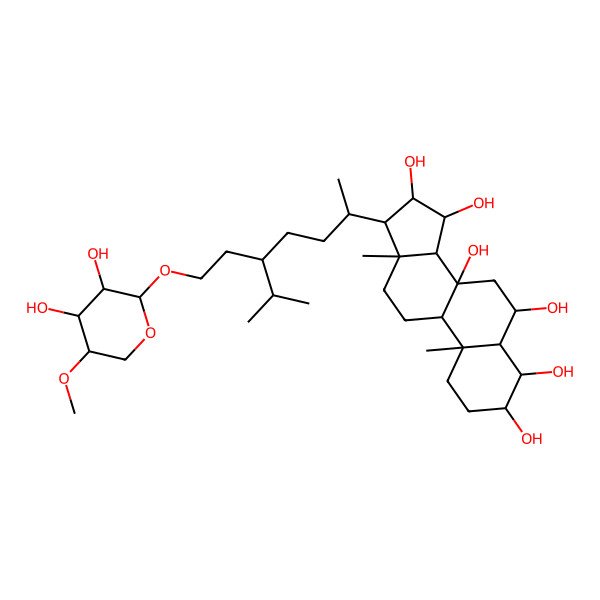 2D Structure of 17-[5-[2-(3,4-Dihydroxy-5-methoxyoxan-2-yl)oxyethyl]-6-methylheptan-2-yl]-10,13-dimethyl-1,2,3,4,5,6,7,9,11,12,14,15,16,17-tetradecahydrocyclopenta[a]phenanthrene-3,4,6,8,15,16-hexol