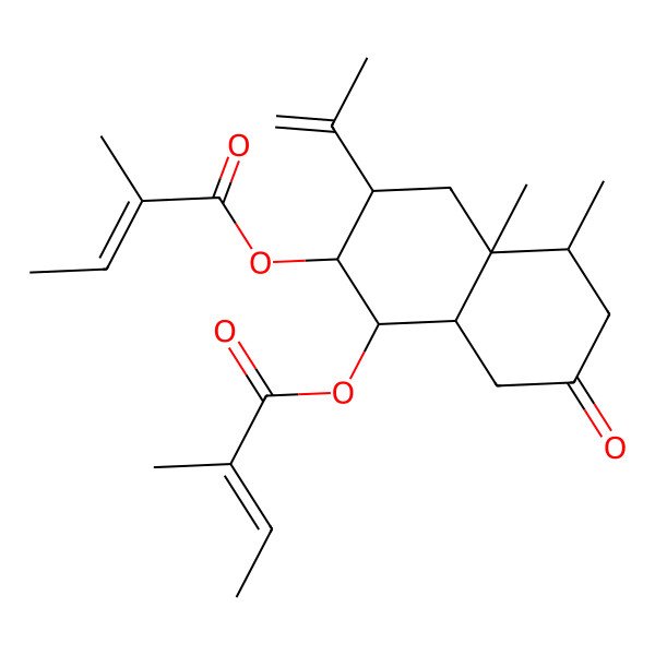 2D Structure of [(1S,2R,3R,4aR,5S,8aS)-4a,5-dimethyl-2-[(E)-2-methylbut-2-enoyl]oxy-7-oxo-3-prop-1-en-2-yl-1,2,3,4,5,6,8,8a-octahydronaphthalen-1-yl] (Z)-2-methylbut-2-enoate