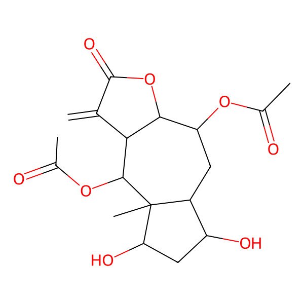 2D Structure of [(3aR,4R,5aS,6S,8R,8aS,9R,9aS)-9-acetyloxy-6,8-dihydroxy-8a-methyl-1-methylidene-2-oxo-4,5,5a,6,7,8,9,9a-octahydro-3aH-azuleno[6,5-b]furan-4-yl] acetate