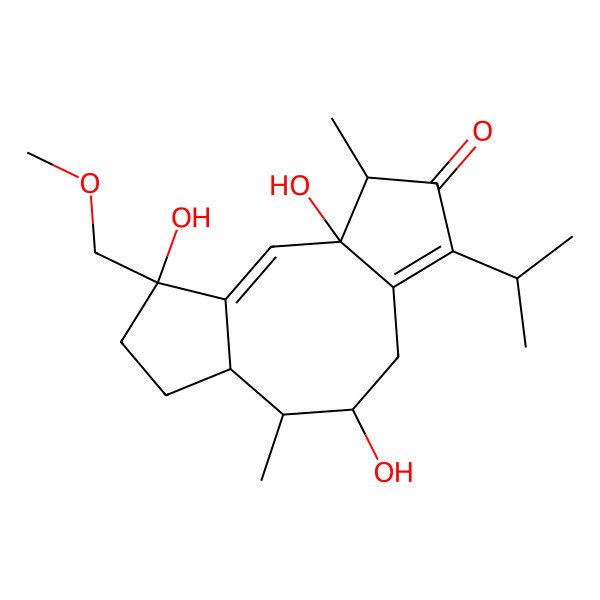 2D Structure of 3,9,14-Trihydroxy-14-(methoxymethyl)-4,10-dimethyl-6-propan-2-yltricyclo[9.3.0.03,7]tetradeca-1,6-dien-5-one