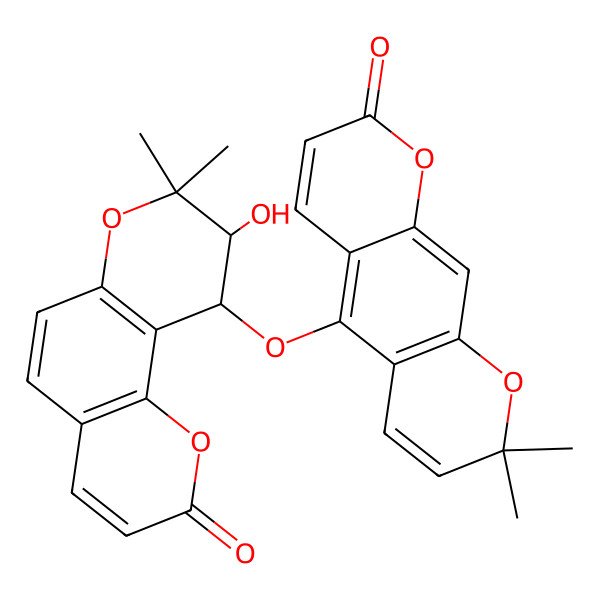 2D Structure of 5-[(9-Hydroxy-8,8-dimethyl-2-oxo-9,10-dihydropyrano[2,3-f]chromen-10-yl)oxy]-2,2-dimethylpyrano[3,2-g]chromen-8-one