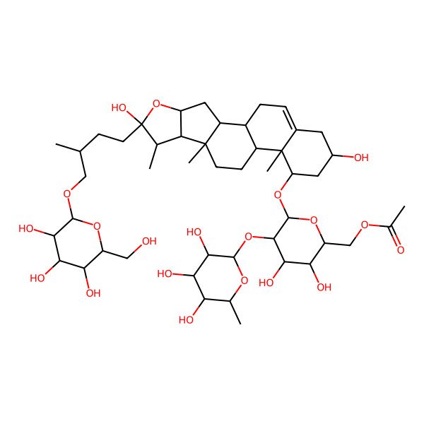 2D Structure of [6-[[6,16-Dihydroxy-7,9,13-trimethyl-6-[3-methyl-4-[3,4,5-trihydroxy-6-(hydroxymethyl)oxan-2-yl]oxybutyl]-5-oxapentacyclo[10.8.0.02,9.04,8.013,18]icos-18-en-14-yl]oxy]-3,4-dihydroxy-5-(3,4,5-trihydroxy-6-methyloxan-2-yl)oxyoxan-2-yl]methyl acetate