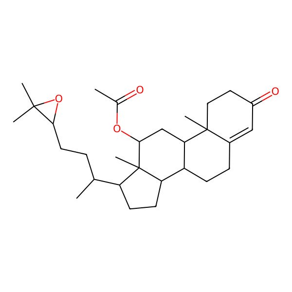 2D Structure of [(8R,9S,10R,12R,13R,14S,17R)-17-[(2R)-4-[(2S)-3,3-dimethyloxiran-2-yl]butan-2-yl]-10,13-dimethyl-3-oxo-1,2,6,7,8,9,11,12,14,15,16,17-dodecahydrocyclopenta[a]phenanthren-12-yl] acetate