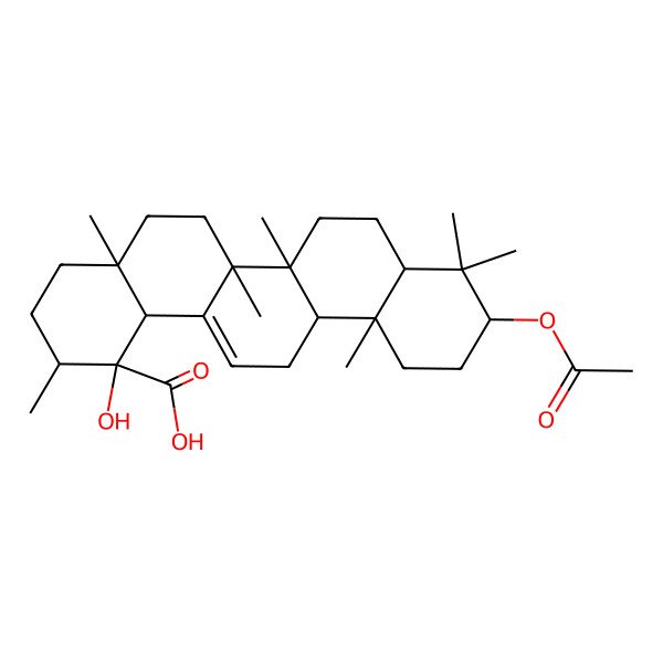 2D Structure of 10-Acetyloxy-1-hydroxy-2,4a,6a,6b,9,9,12a-heptamethyl-2,3,4,5,6,6a,7,8,8a,10,11,12,13,14b-tetradecahydropicene-1-carboxylic acid