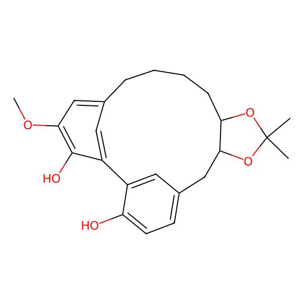 2D Structure of 19-Methoxy-10,10-dimethyl-9,11-dioxatetracyclo[15.3.1.12,6.08,12]docosa-1(20),2,4,6(22),17(21),18-hexaene-3,20-diol