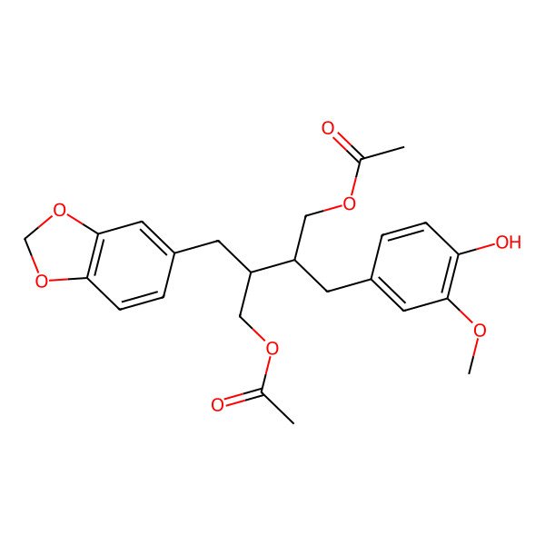 2D Structure of [(2R,3S)-3-(acetyloxymethyl)-2-(1,3-benzodioxol-5-ylmethyl)-4-(4-hydroxy-3-methoxyphenyl)butyl] acetate