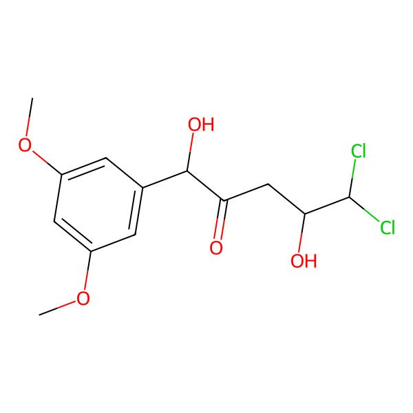 2D Structure of 5,5-Dichloro-1-(3,5-dimethoxyphenyl)-1,4-dihydroxypentan-2-one