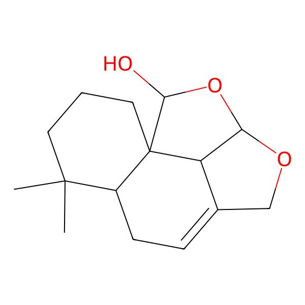 2D Structure of 5,5-Dimethyl-11,13-dioxatetracyclo[7.5.1.01,6.012,15]pentadec-8-en-14-ol