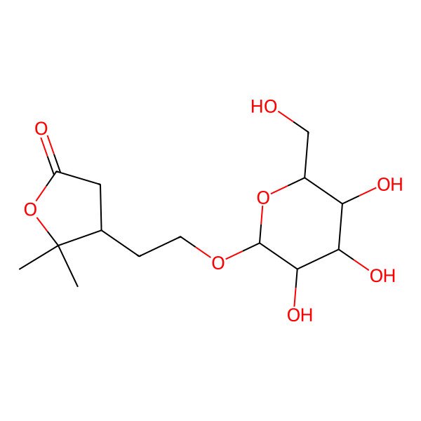 2D Structure of 5,5-Dimethyl-4-[2-[3,4,5-trihydroxy-6-(hydroxymethyl)oxan-2-yl]oxyethyl]oxolan-2-one