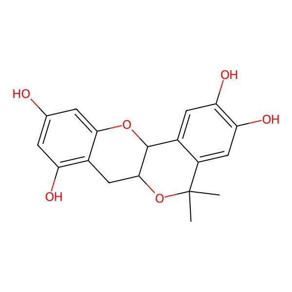 2D Structure of 5,5-dimethyl-7,12a-dihydro-6aH-isochromeno[4,3-b]chromene-2,3,8,10-tetrol