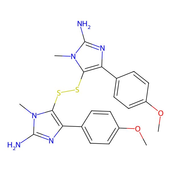 2D Structure of 5,5'-Disulfanediylbis(4-(4-methoxyphenyl)-1-methyl-1H-imidazol-2-amine)
