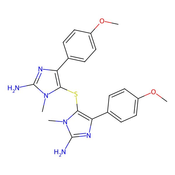 2D Structure of 5,5'-Sulfanediylbis[4-(4-methoxyphenyl)-1-methyl-1H-imidazol-2-amine]